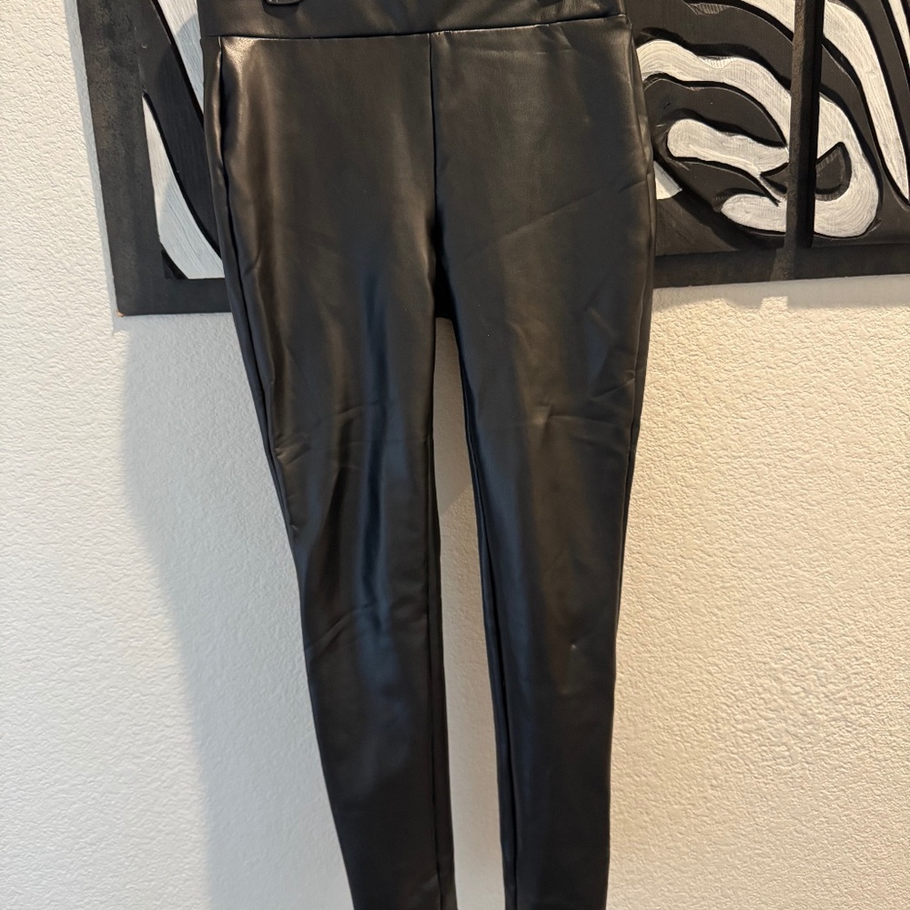 Loft Petites Faux Black Leather Leggings
